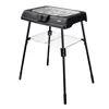 A black electric grill on a stand, shown against a white background. Produktbild-Vorschau