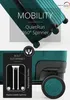 Close-up marketing image of a teal suitcase, highlighting its features. Produktbild-Vorschau