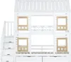 A white bunk bed with a house-shaped roof and stairs with drawers. Náhľad obrázku produktu