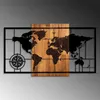 Wallity, World Map 1-L, Wanddeko, Nussbaum, Metall, 70 x Produktbild-Vorschau 4