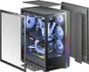 An exploded view of a computer tower case, showing its internal components and external panels. Produktbild-Vorschau