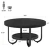A diagram showing the dimensions of a round coffee table, with a silhouette of a person for scale. Produktbild-Vorschau