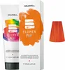 A product shot of Goldwell Elumen Play hair color, including the tube and box, with a swatch of the orange color. Produktbild-Vorschau
