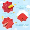 A diagram illustrating the features of a magnetic drawing board for children. Produktbild-Vorschau