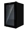 A black beverage cooler with a glass door and digital display. Produktbild-Vorschau
