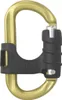 Schnappkarabiner "OVALOCK mit Klappverschluss" von Austri Alpin; goldfarbener Metallkörper mit schwarzem Verschlussmechanismus. Produktbild-Vorschau