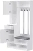 A white wardrobe with doors, drawers, a bench, and hooks, shown against a white background. Voir les images du produit