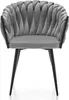 A studio shot of a grey upholstered chair with black legs. Produktbild-Vorschau