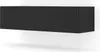 A black, rectangular, wall-mounted TV cabinet shown from a slightly angled front view against a white background. Anteprima dell’immagine prodotto