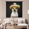 MuchoWow® Wandteppich Wandbehang Hund - Sombrero - Schwarz Produktbild-Vorschau 5