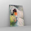 Bilder auf glas - Einteilig - Frau Wiese Pferd - 70x100cm - Produktbild-Vorschau 4