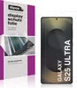 A product shot showing packaging for a screen protector and the screen protector itself applied to a smartphone. Produktbild-Vorschau