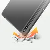 A tablet case is shown falling and impacting a cracked surface, illustrating its protective qualities. Produktbild-Vorschau