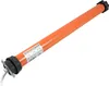 An orange tubular motor with a black mounting bracket and a white cable, shown against a white background. A label with product information is attached to the motor. Produktbild-Vorschau