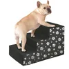 A French bulldog stands on a three-step pet stair with a paw print pattern. Produktbild-Vorschau