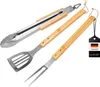 set di 3 posate da barbecue bremermann in acciaio inox con Anteprima dell’immagine prodotto 1