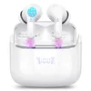 A pair of white wireless earbuds in their charging case, with the lid open. Produktbild-Vorschau