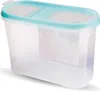 A clear, studio shot of a transparent food storage container with a turquoise lid. Náhled obrázku produktu