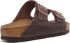 A close-up, side view of a brown Birkenstock sandal. Produktbild-Vorschau
