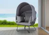 Egg Chair Loungesessel mit faltbarem Dach Anthrazit Produktbild-Vorschau 4