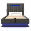 A studio shot of a bed frame with LED lighting. Podgląd zdjęcia produktu