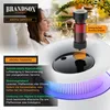 A woman relaxing with an aroma diffuser, with text highlighting its features and benefits. Produktbild-Vorschau