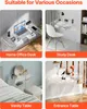 A collage of four images showing a clear acrylic desk used in different settings: home office, study, vanity, and entrance. Anteprima dell’immagine prodotto