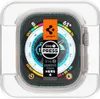 A screen protector for an Apple Watch is shown in its packaging, with installation instructions overlaid on the screen. Podgląd zdjęcia produktu
