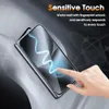 A hand is touching a smartphone screen, with a glowing blue line representing touch input and fingerprint unlock. Produktbild-Vorschau
