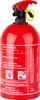 A red fire extinguisher with instructions and safety symbols on a white background. Podgląd zdjęcia produktu