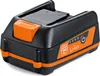 A black and orange battery pack for a power tool, shown from a slightly elevated angle. Podgląd zdjęcia produktu
