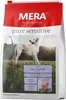 A bag of Mera Pure Sensitive dog food with a picture of a dog on it. Produktbild-Vorschau