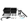 A collection of kitchen sink components laid out on a white background. Produktbild-Vorschau
