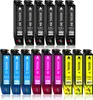 A collection of printer ink cartridges arranged in rows on a white background. Produktbild-Vorschau