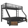 A black metal bunk bed with storage drawers underneath, shown against a white background. Podgląd zdjęcia produktu