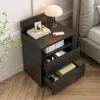 Comodino per camera da letto, 2 cassetti, nero, stile loft Anteprima dell’immagine prodotto 8