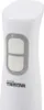 A close-up shot of the top part of a white immersion blender, showing the buttons and brand logo. Podgląd zdjęcia produktu