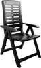 A black plastic folding chair is shown against a white background. Produktbild-Vorschau