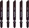 Five jigsaw blades are laid out in a row against a white background. Produktbild-Vorschau