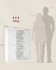 A white cabinet with dimensions and weight capacity indicated, alongside silhouettes of two people for scale. Produktbild-Vorschau