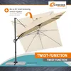A marketing image showing a cantilever umbrella with its tilt feature highlighted. Produktbild-Vorschau