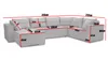 A diagram of a sectional sofa with dimensions indicated by red lines and text. Produktbild-Vorschau