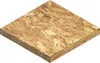 A square piece of oriented strand board (OSB) is shown from a slightly elevated diagonal angle against a white background. Voir les images du produit