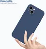 A hand holding a blue iPhone case against a white background. Produktbild-Vorschau