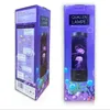 The image shows the packaging of an LED jellyfish lamp. The packaging is purple and features illustrations of the lamp and jellyfish. The front of the packaging displays the product itself, a cylindrical lamp with illuminated jellyfish inside. Anteprima dell’immagine prodotto
