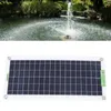A solar panel is shown in the foreground, with a fountain in a pond in the background. Voir les images du produit