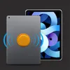 A gray tablet is shown from the back with an orange circular accessory attached to it. Another tablet with a blue and white abstract wallpaper is partially visible behind it. Blue wavy lines emanate from the orange accessory, suggesting a wireless connecti Anteprima dell’immagine prodotto