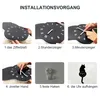Collage of images showing the installation steps for a wall clock. Produktbild-Vorschau