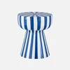 A blue and white striped stool against a white background. Produktbild-Vorschau