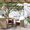 vidaXL Gartenstühle mit Kissen 4 Stk. Poly Rattan Beige - Produktbild-Vorschau 2